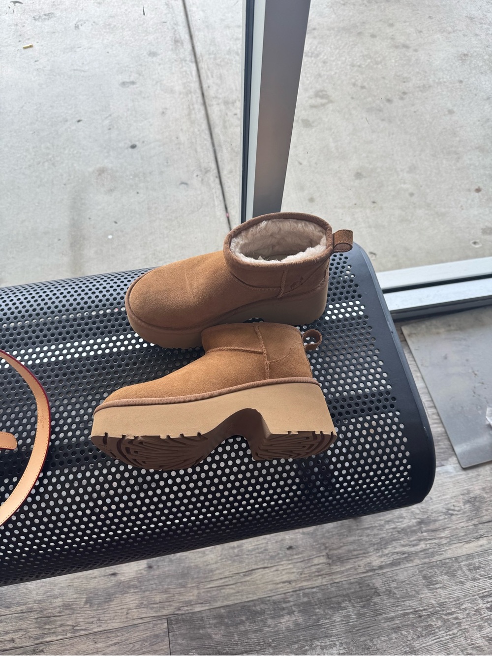 UGG Chestnut Platform Sherpa-Lined Ankle Booties